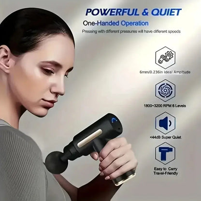 Mini Massage Gun Portable Deep Tissue Fascia Gun Lightweight Adjustable Speed Handheld Muscle Massager for Body Pain Relief