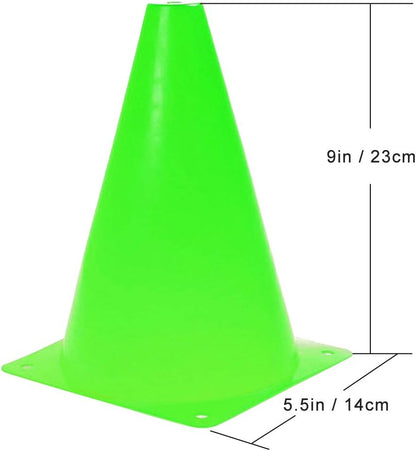 9 Inch Plastic Training Traffic Cones, Sport Cones, Set of 10/12/24