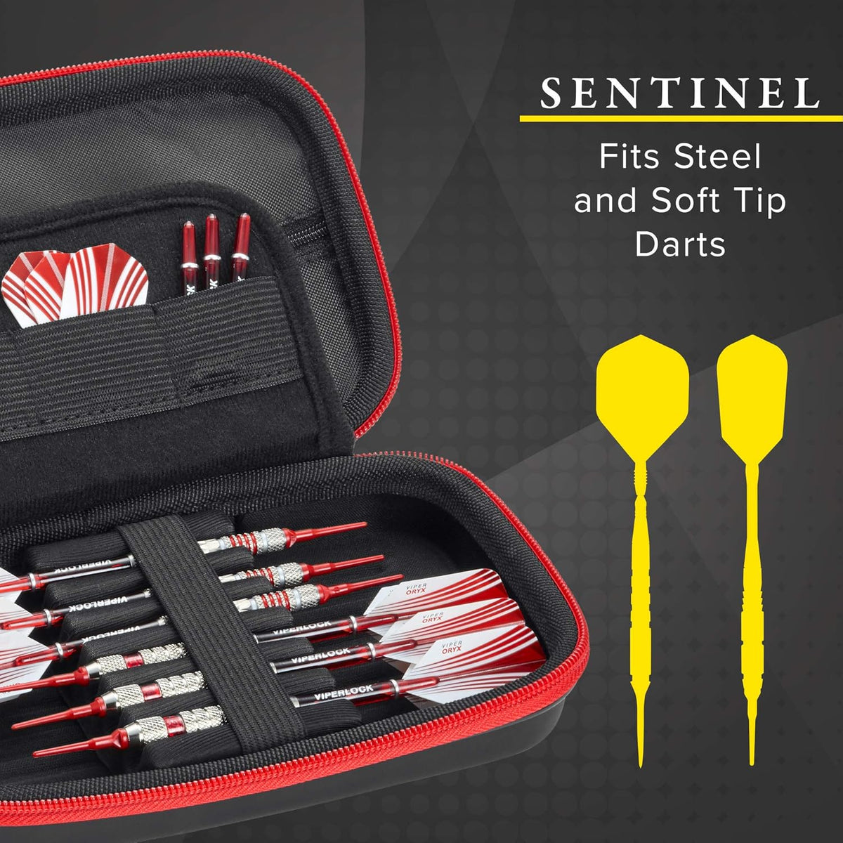 Sentinel Dart Case with Zipper - Holds 6 Darts - Tactech Foam Protection Red