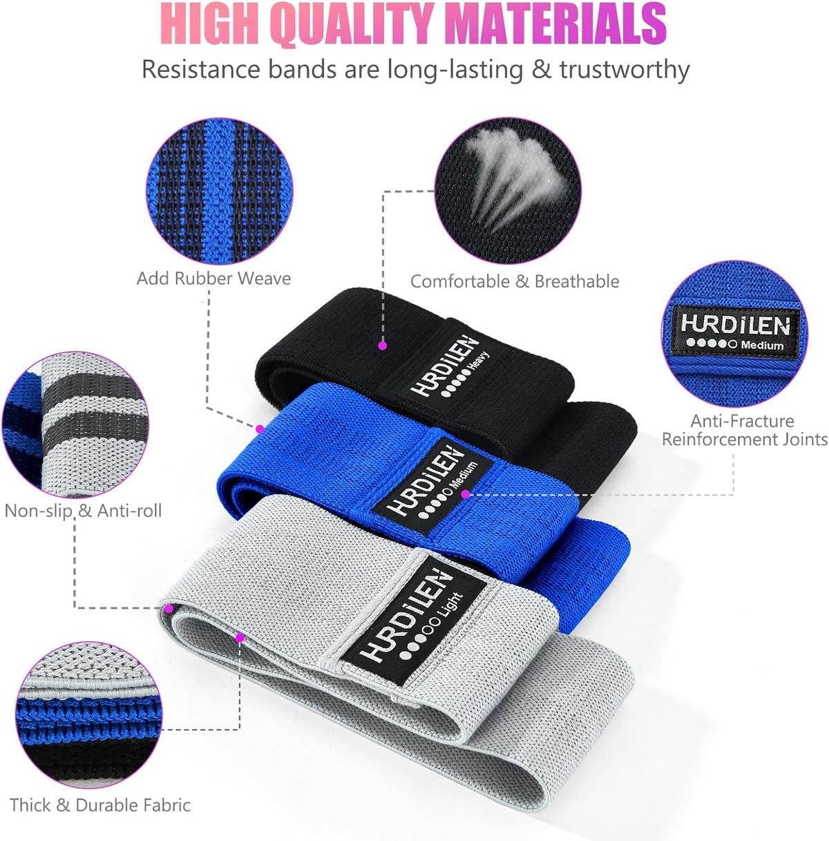 Resistance Bands for Working Out, Exercise Workout Bands for Women & Men, 5 Levels Elastic Stretch Bands for Exercise with Carry Bag for Physical Therapy, Home Fitness, Strength Training, Yoga
