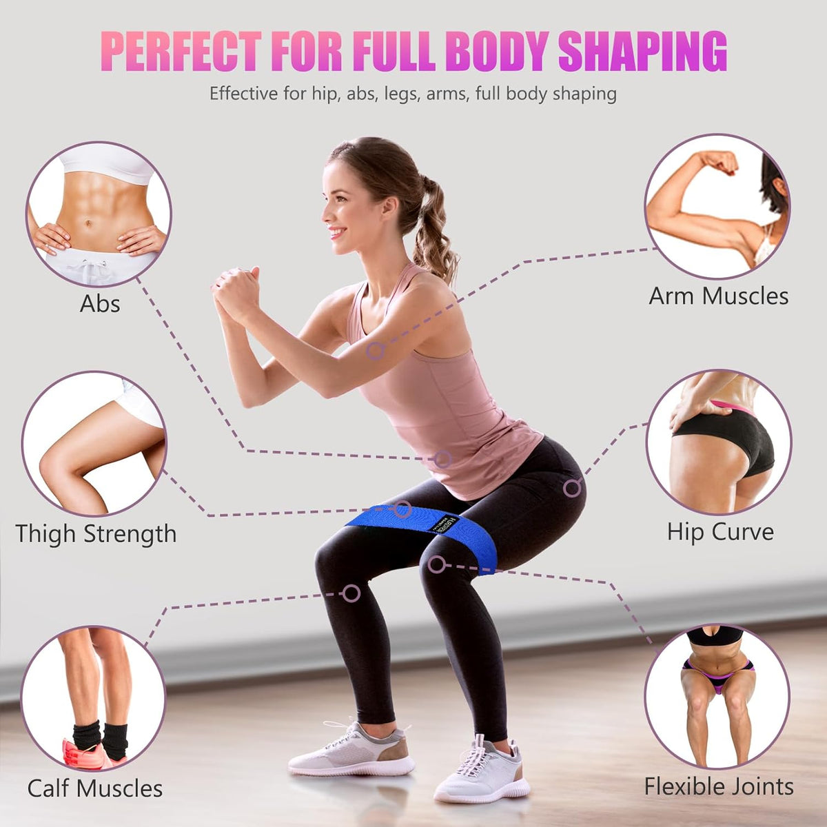 Resistance Bands for Working Out, Exercise Workout Bands for Women & Men, 5 Levels Elastic Stretch Bands for Exercise with Carry Bag for Physical Therapy, Home Fitness, Strength Training, Yoga