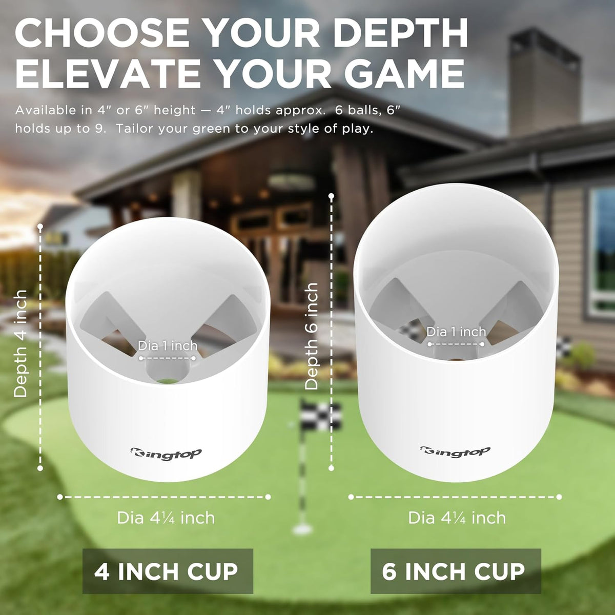 Golf Hole Cups for Practice Putting Greens, 4 or 6 in Deep
