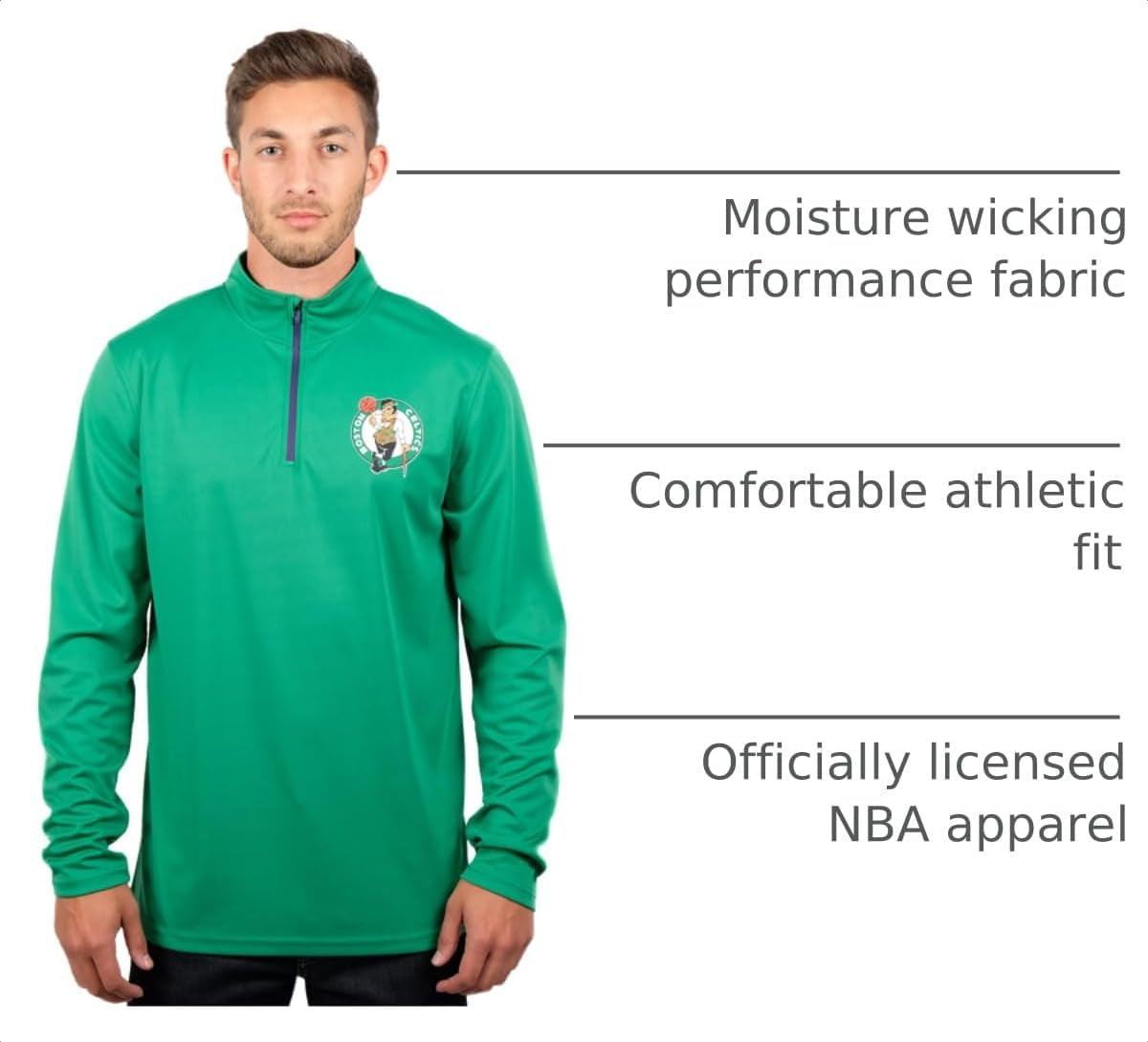 Men'S NBA Official Super Soft Quarter Zip Long Sleeve T-Shirt