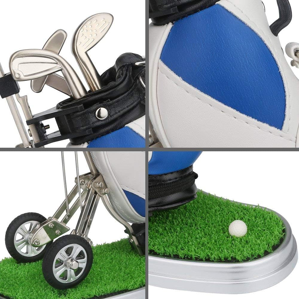 Golf Pens with Golf Bag Holder, Novelty Unique with 3 Pieces Aluminum Pen for Golf Fanatic, Excellent Office Desk Display