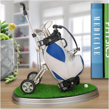 Golf Pens with Golf Bag Holder, Novelty Unique with 3 Pieces Aluminum Pen for Golf Fanatic, Excellent Office Desk Display