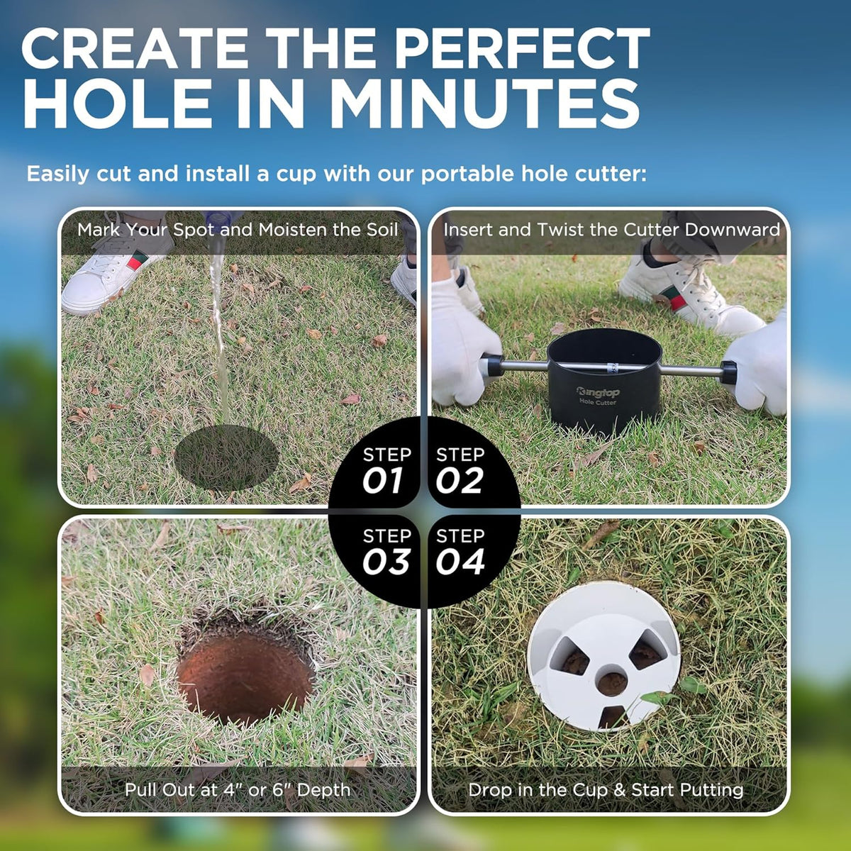Golf Hole Cups for Practice Putting Greens, 4 or 6 in Deep